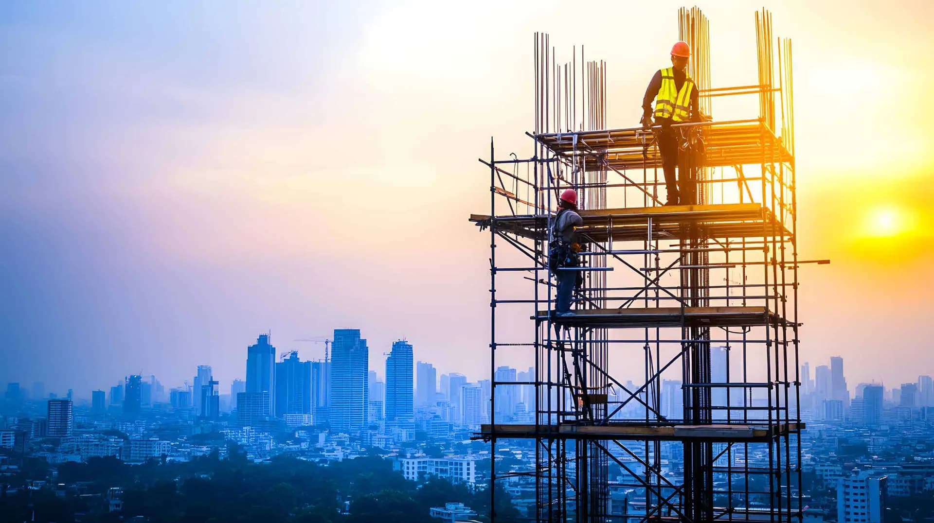 People working together on a construction site